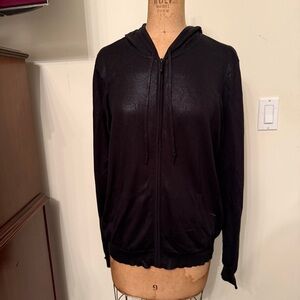 Lauren Ralph Lauren Black Shiny Zip-Up Jacket